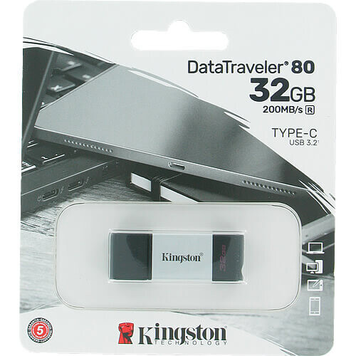 Kingston 32GB DataTraveler 80 DT80/32GB USB 3.2 Type-C Flash Drive