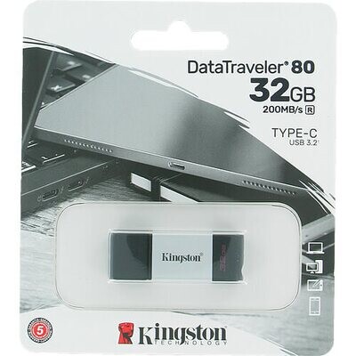 Kingston 32GB DataTraveler 80 DT80/32GB USB 3.2 Type-C Flash Drive