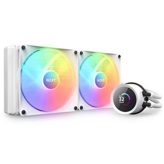NZXT - Kraken 280 - 140mm Fans + AIO 280mm Radiator Liquid Cooling System with 1.54" LCD display and RGB Fans - White