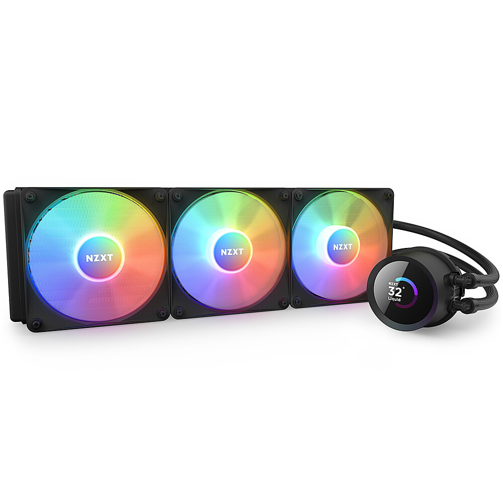 NZXT - Kraken 360 - 120mm Fans + AIO 360mm Radiator Liquid Cooling System with 1.54" LCD display and RGB Fans - Black