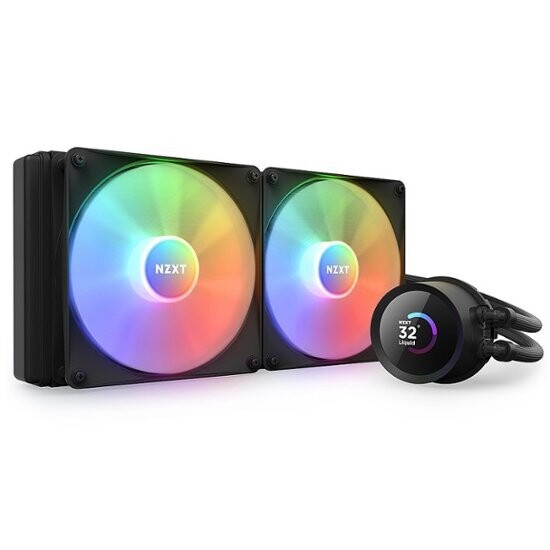 NZXT - Kraken 280 - 140mm Fans + AIO 280mm Radiator Liquid Cooling System with 1.54" LCD display and RGB Fans - Black