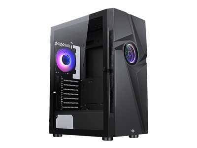 BGears b-Vortex-RGB - Mid tower - extended ATX - windowed side panel (tempered glass) - no power supply (ATX) - black - USB/Audio