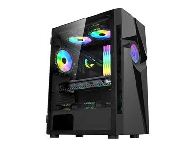 BGears b-Vortex-RGB - Mid tower - extended ATX - windowed side panel (tempered glass) - no power supply (ATX) - black - USB/Audio