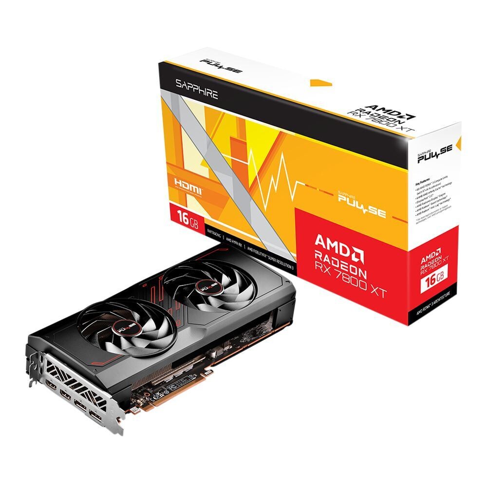 Sapphire Technology AMD Radeon RX 7800 XT Pulse Dual Fan 16GB GDDR6 PCIe  4.0 Graphics Card