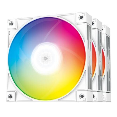 DeepCool FC120 RGB Hydro Bearing 120mm Case Fan - White 3 Pack