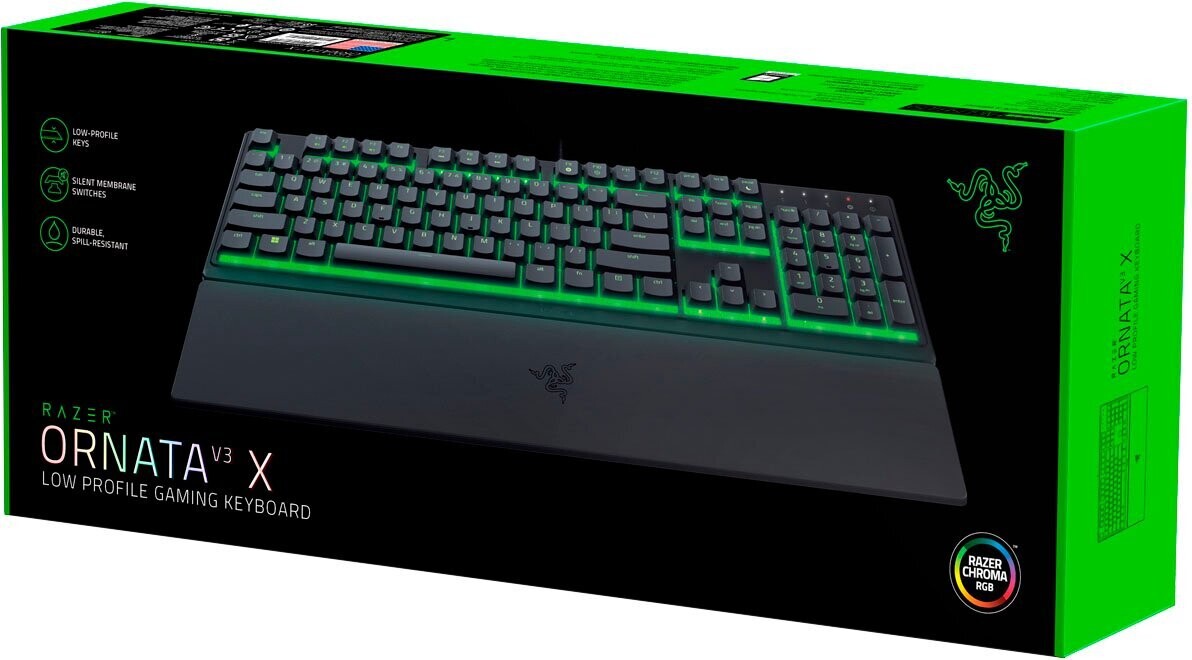 Razer - Ornata V3 X Full-Size Wired Membrane Gaming Keyboard with Chroma RGB Backlighting - Black