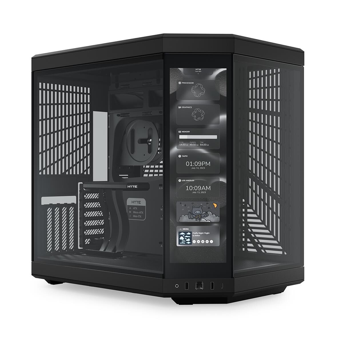 HYTE Y70 Touch Dual Chamber Mid-Tower ATX Case with Integrated LCD Touchscreen Black Color