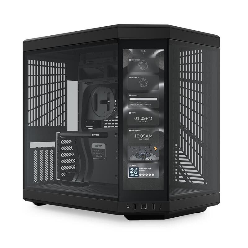 HYTE Y70 Touch Dual Chamber Mid-Tower ATX Case with Integrated LCD Touchscreen Black Color