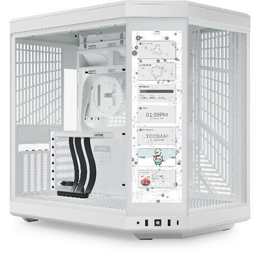 HYTE Y70 Touch Dual Chamber Mid-Tower ATX Case with Integrated LCD Touchscreen Snow White
