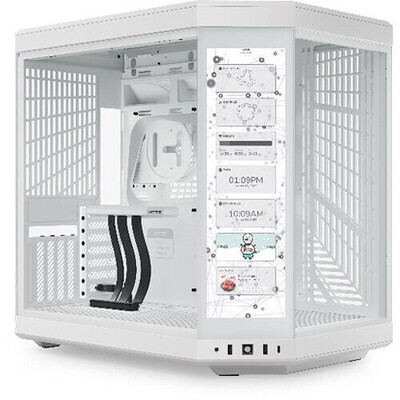 HYTE Y70 Touch Dual Chamber Mid-Tower ATX Case with Integrated LCD Touchscreen Snow White
