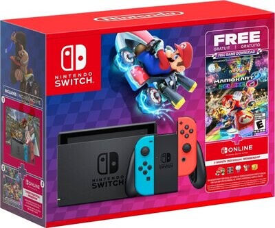 Nintendo - Switch Mario Kart 8 Deluxe Bundle (Full Game Download + 3 Mo. Switch Online Membership Included) - Multi