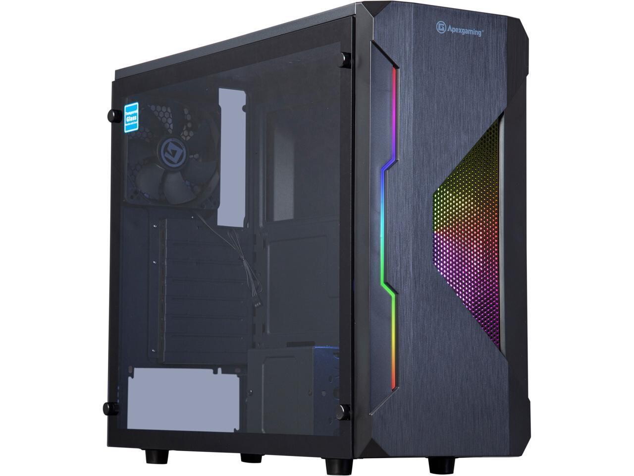 Apexgaming F601 Black Steel / Plastic / Tempered Glass ATX Mid Tower Computer Case
