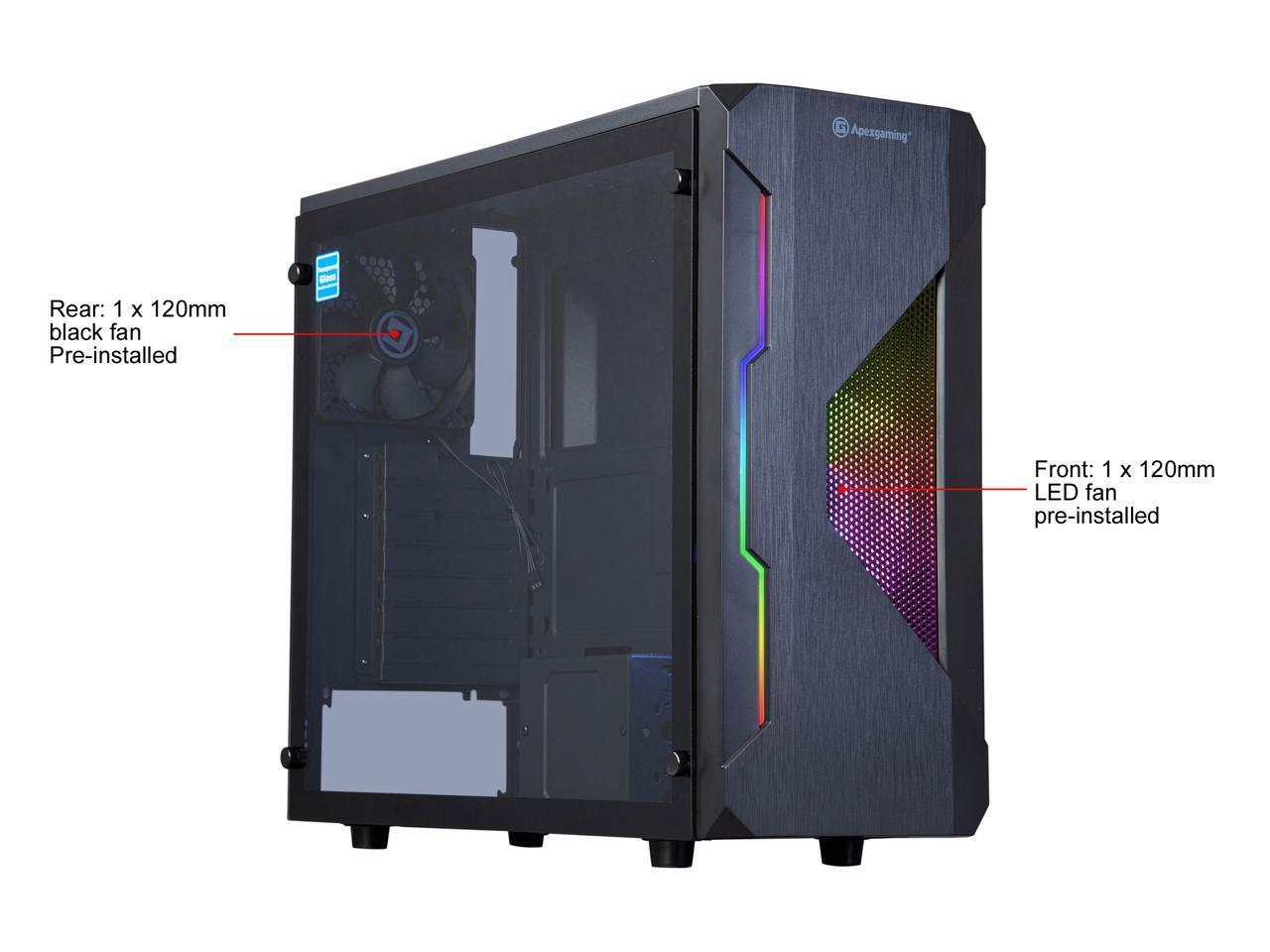 Apexgaming F601 Black Steel / Plastic / Tempered Glass ATX Mid 