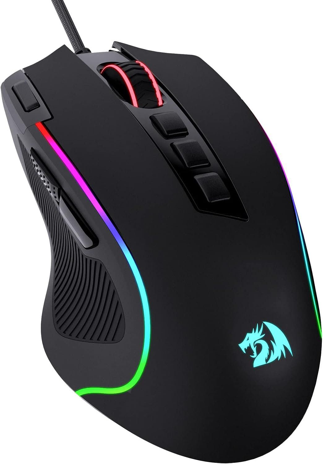 Redragon M612 Predator RGB Gaming Mouse, 8000 DPI Wired Optical, 11 Programmable Buttons & 5 Backlit Modes, Software Supports DIY Keybinds Rwwwd Fire Button (Black)