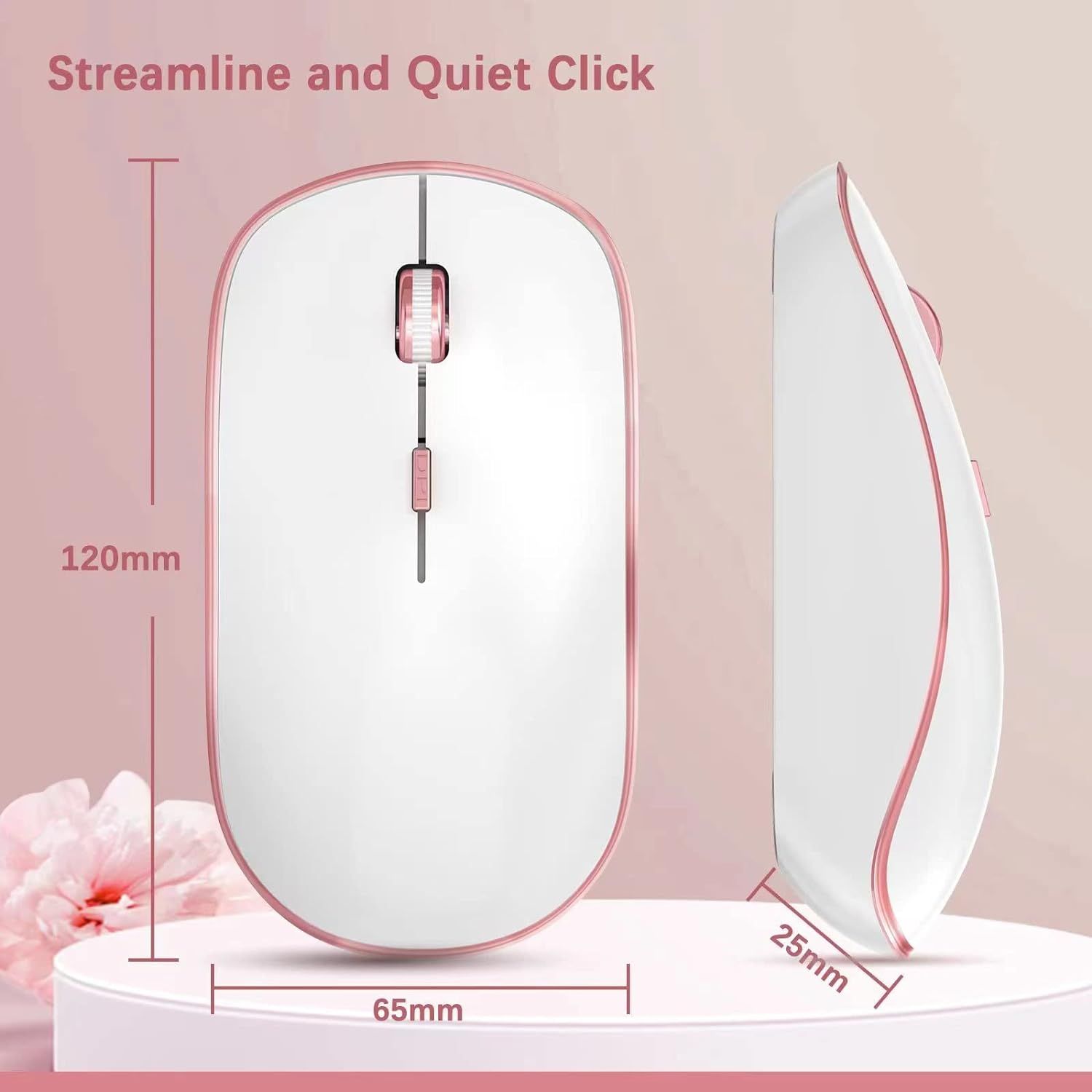 J JOYACCESS Ergonomic Wireless Keyboard Mouse Combo, Pink Mouse and Keyboard Combo