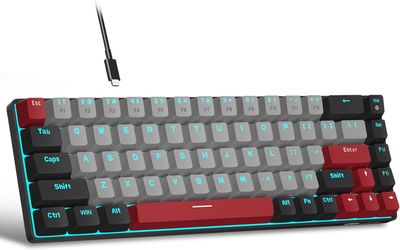 MageGee Portable 60% Mechanical Gaming Keyboard, MK-Box Blue LED Backlit Compact 68 Keys Mini Wired Office Keyboard