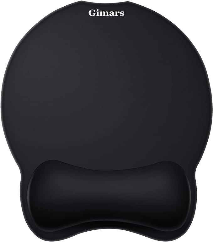 Gimars Enlarge Round Smooth Superfine Fibre Memory Foam Mouse Pad Wrist Rest Support - Ergonomic Mousepad with Nonslip Base for Laptop, Computer, Gaming, Office - Comfortable for Typing & Pain Relief