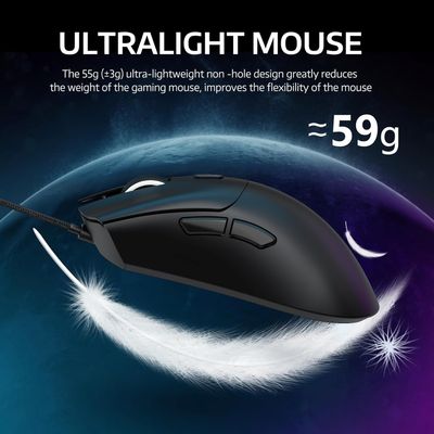 ATTACK SHARK R1 Wireless Gaming Mouse,Tri-Mode Connection (2.4G/Wired/BT5.2),55g Lightweight Design