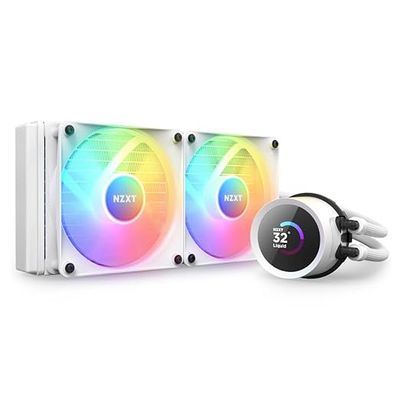 NZXT Kraken 240 RGB - 240mm AIO CPU Liquid Cooler - Customizable 1.54 NZXT Kraken 240 RGB - 240mm AIO CPU Liquid Cooler - Customizable 1.54"" Square LCD Display for Images, Performance Metrics - High-Performance Pump - 2 x F120 RGB Core Fans - White