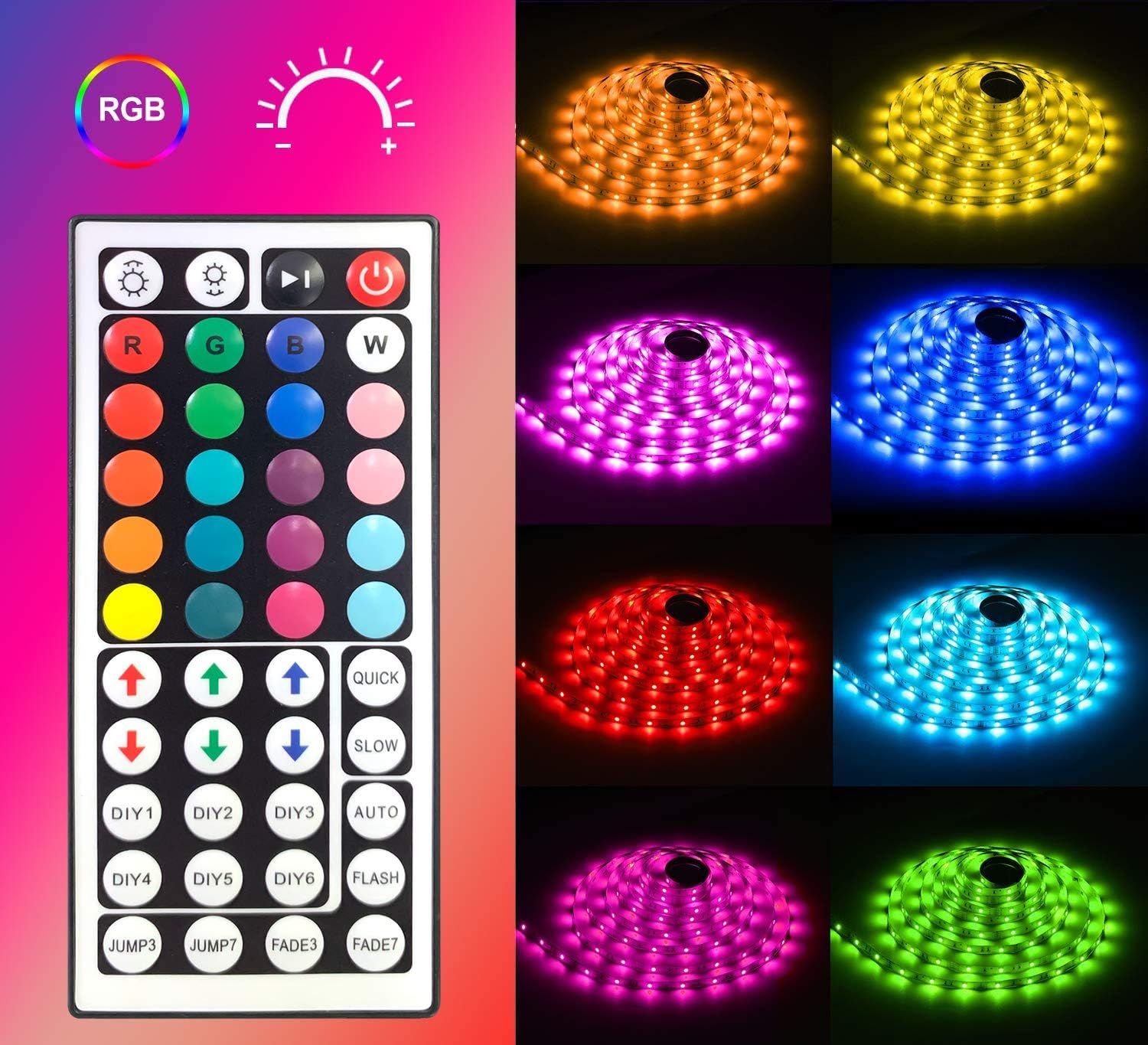 MINGER LED Strip Lights 32.8ft, RGB Color Changing LED Lights for Home, Kitchen, Room, Bedroom, Dorm Room, Bar, LED Light Strip