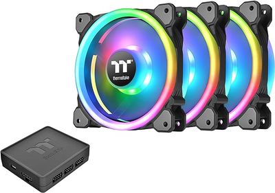 Thermaltake Riing Trio 12 RGB TT Premium Edition 120mm Software Enabled 30 Addressable LED 9 Blades Case/Radiator Fan - 3 Pack - CL-F072-PL12SW-A, Trio RGB Black