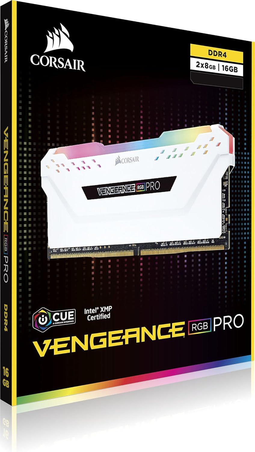 CORSAIR VENGEANCE RGB PRO 16GB (2x8GB) DDR4 3600MHz C18 LED Desktop Memory - White