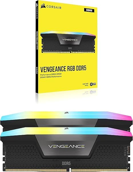 CORSAIR VENGEANCE RGB DDR5 RAM 64GB (2x32GB) 6000MHz CL40 Intel XMP iCUE Compatible Computer Memory - Black