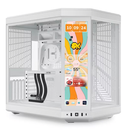 HYTE Y70 Touch Infinite Panoramic Tempered Glass Mid-Tower ATX Computer Case with 14.9" Touchscreen Display Snow White