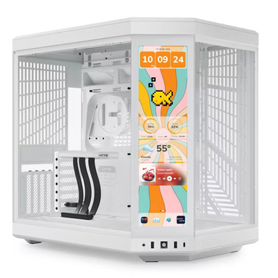 HYTE Y70 Touch Infinite Panoramic Tempered Glass Mid-Tower ATX Computer Case with 14.9" Touchscreen Display Snow White