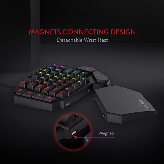 Redragon K585 DITI Wired One-Handed RGB Mechanical Gaming Keyboard, 42 Keys Type-C Professional Gaming Keypad w/Upgraded Hot-Swappable Socket, 7 Onboard Macro Keys & Detachable Wrist Rest
