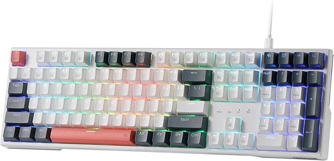 Redragon K668 RGB Gaming Keyboard, 104 Keys + Extra 4 Hotkeys Wired Mechanical Keyboard w/Sound Absorbing Foams, Upgraded Hot-swappable Socket, Mixed Color Keycaps x 2 Sets, Red Switch Redragon K668 RGB Gaming Keyboard, 104 Keys + Extra 4 Hotkeys Wired Mechanical Keyboard w/Sound Absorbing Foams, Upgraded Hot-swappable Socket, Mixed Color Keycaps x 2 Sets, Red Switch
