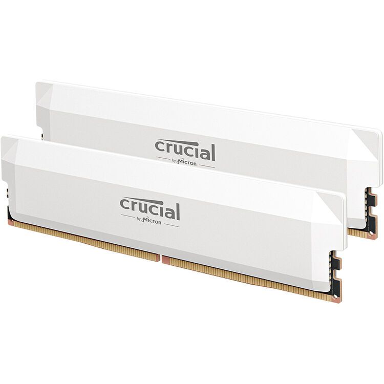 Crucial 32GB Pro Overclocking DDR5 6000 MT/s UDIMM Memory Kit (2 x 16GB, White)
