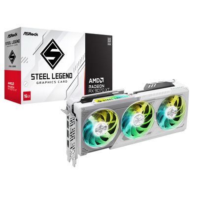ASRock Radeon RX 9070 XT Steel Legend 16GB GDDR6 Graphics Card