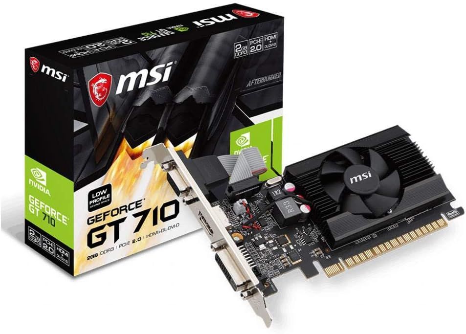 MSI Gaming GeForce GT 710 2GB GDRR3 64-bit HDCP Support DirectX 12 OpenGL 4.5 Single Fan Low Profile Graphics Card