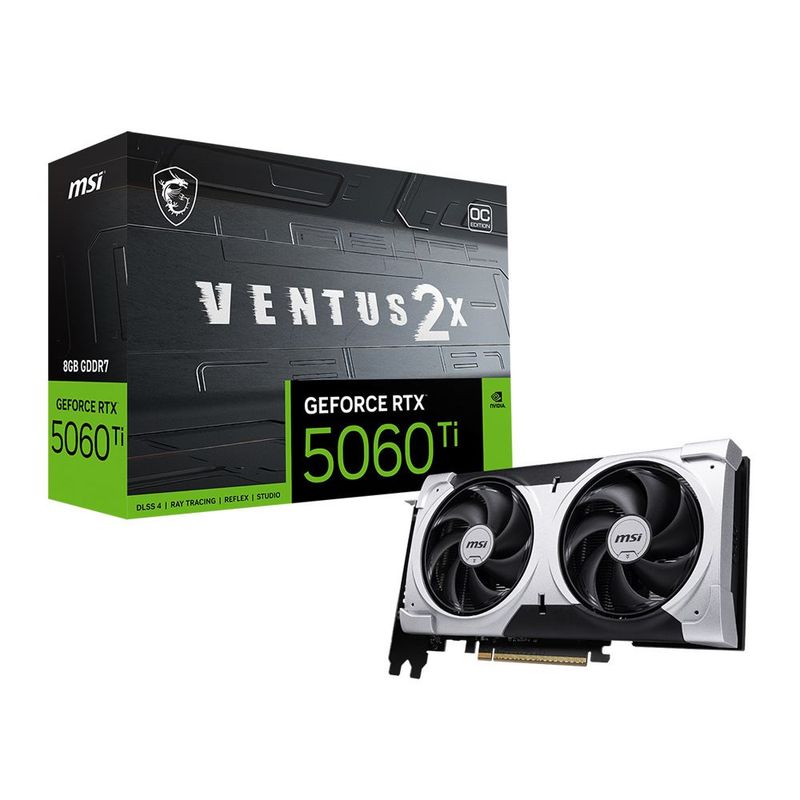 MSI NVIDIA GeForce RTX 5060 Ti Ventus 2X Plus Overclocked Dual Fan 8GB GDDR7 PCIe 5.0 Graphics Card