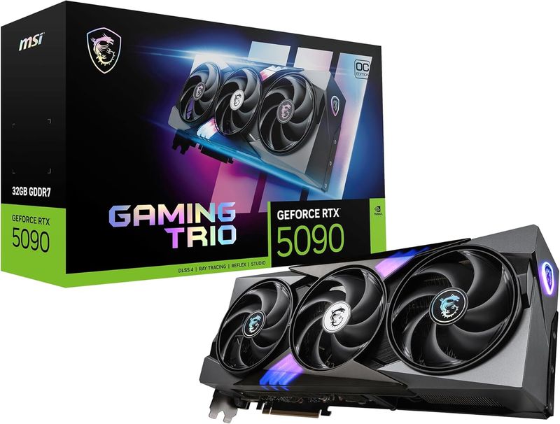 MSI Gaming RTX 5090 32G Gaming Trio OC Graphics Card (32GB GDDR7, 512-bit, Extreme Performance: 2497 MHz, DisplayPort x3 2.1a, HDMI 2.1b, NVIDIA Blackwell Architecture)
