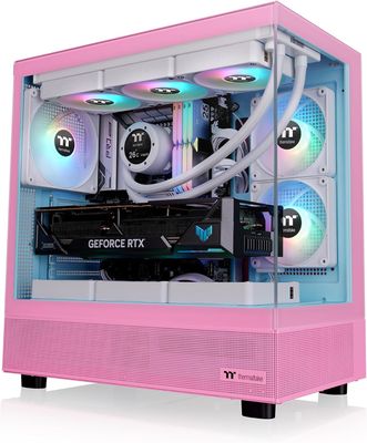 Thermaltake View 270 Plus TG ARGB Mid Tower Chassis; 3x120mm ARGB Lite Fans Included; 360mm Radiator Support; 420mm GPU Clearance; 180mm Air Cooler Max Height; Bubble Pink;