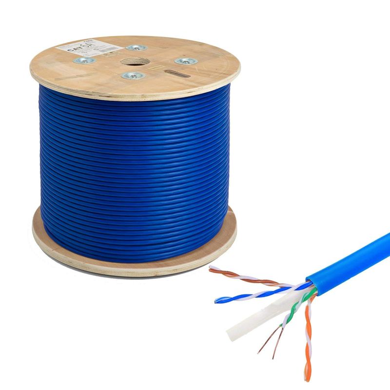 Cat6A Riser CMR Bare Copper Ethernet Network Cable 10Gbps 23AWG UTP 1000ft Blue