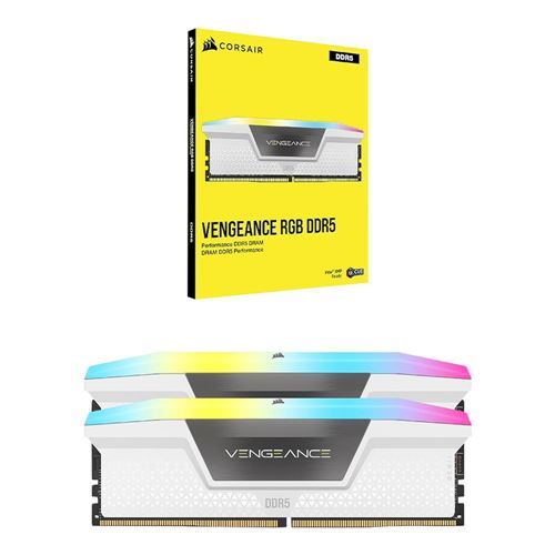 CORSAIR - VENGEANCE RGB 32GB (2x16GB) DDR5 6000MHz C36 UDIMM Desktop Memory - White