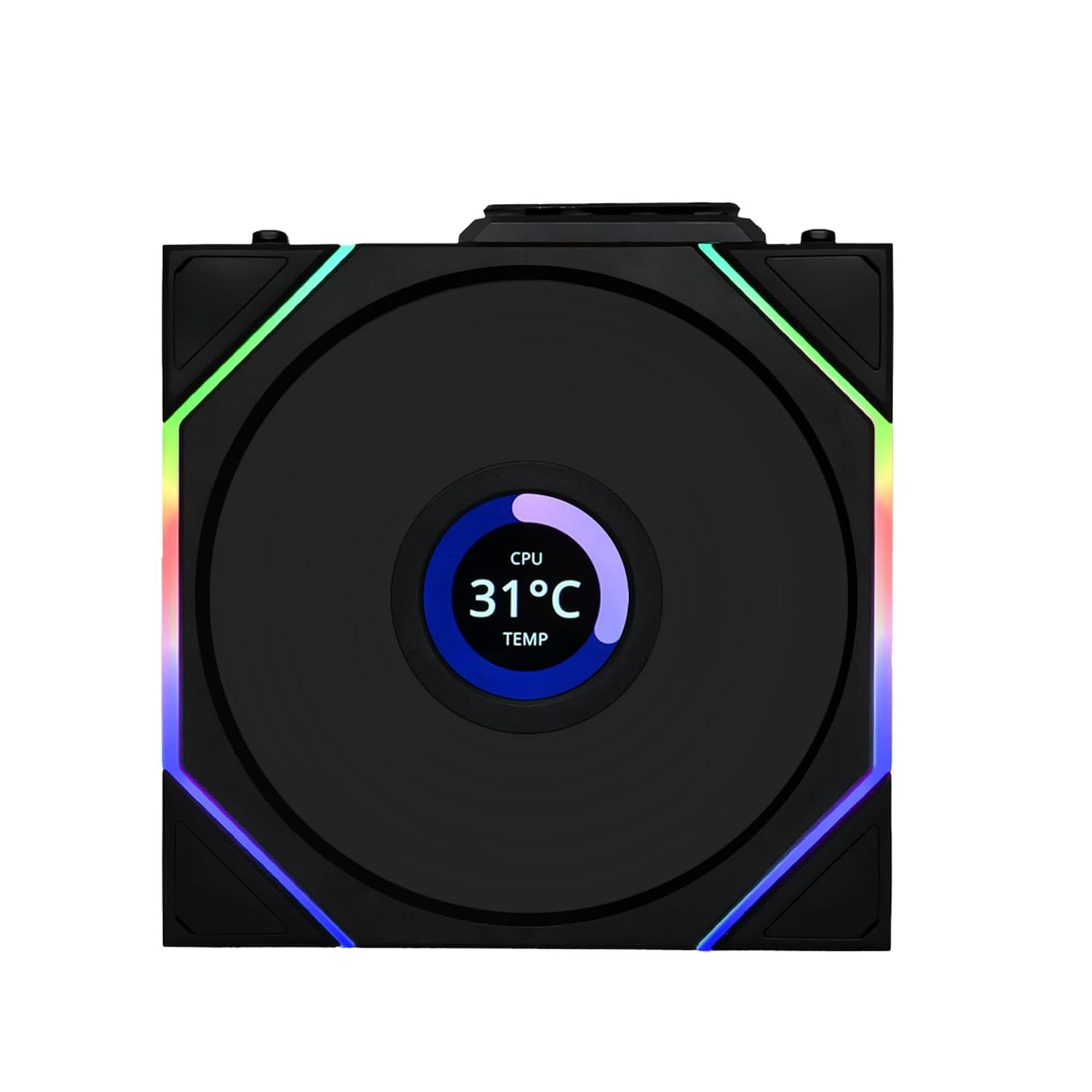 Lian Li UNI Fan TL LCD Wireless 120-Single Pack-2.4 GHz Wireless Signal ARGB Fan-Infinity Mirror-Daisy-Chain -Customizable Lighting Effects-Controller NOT Included & Required - Black (12TLLCD1W1B) by