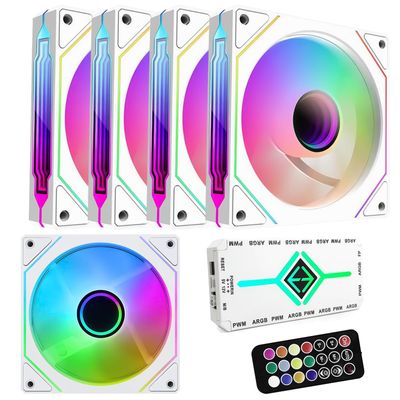 RGB Fans:5pack 120mm PWM ARGB Case Fan with Fan Hub and Remote,Speed Control,PWM Control Fan for Computer Case and Liquid Cooling System,White RGB Fans:5pack 120mm PWM ARGB Case Fan with Fan Hub and Remote,Speed Control,PWM Control Fan for Computer Case and Liquid Cooling System,White
