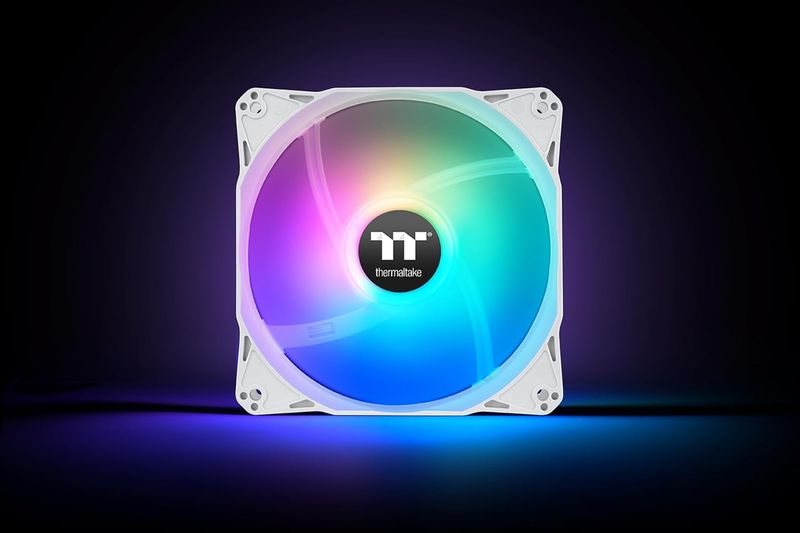 Thermaltake LE120 ARGB PWM Fan White (3 Pack), PWM Controlled 500~1500 RPM, 5V Motherboard Sync, 16.8 Million Colors 9 Addressable LEDs, 66.1 CFM, 120mm Hydraulic Bearing, Case Fan Thermaltake LE120 ARGB PWM Fan White (3 Pack), PWM Controlled 500~1500 RPM, 5V Motherboard Sync, 16.8 Million Colors 9 Addressable LEDs, 66.1 CFM, 120mm Hydraulic Bearing, Case Fan