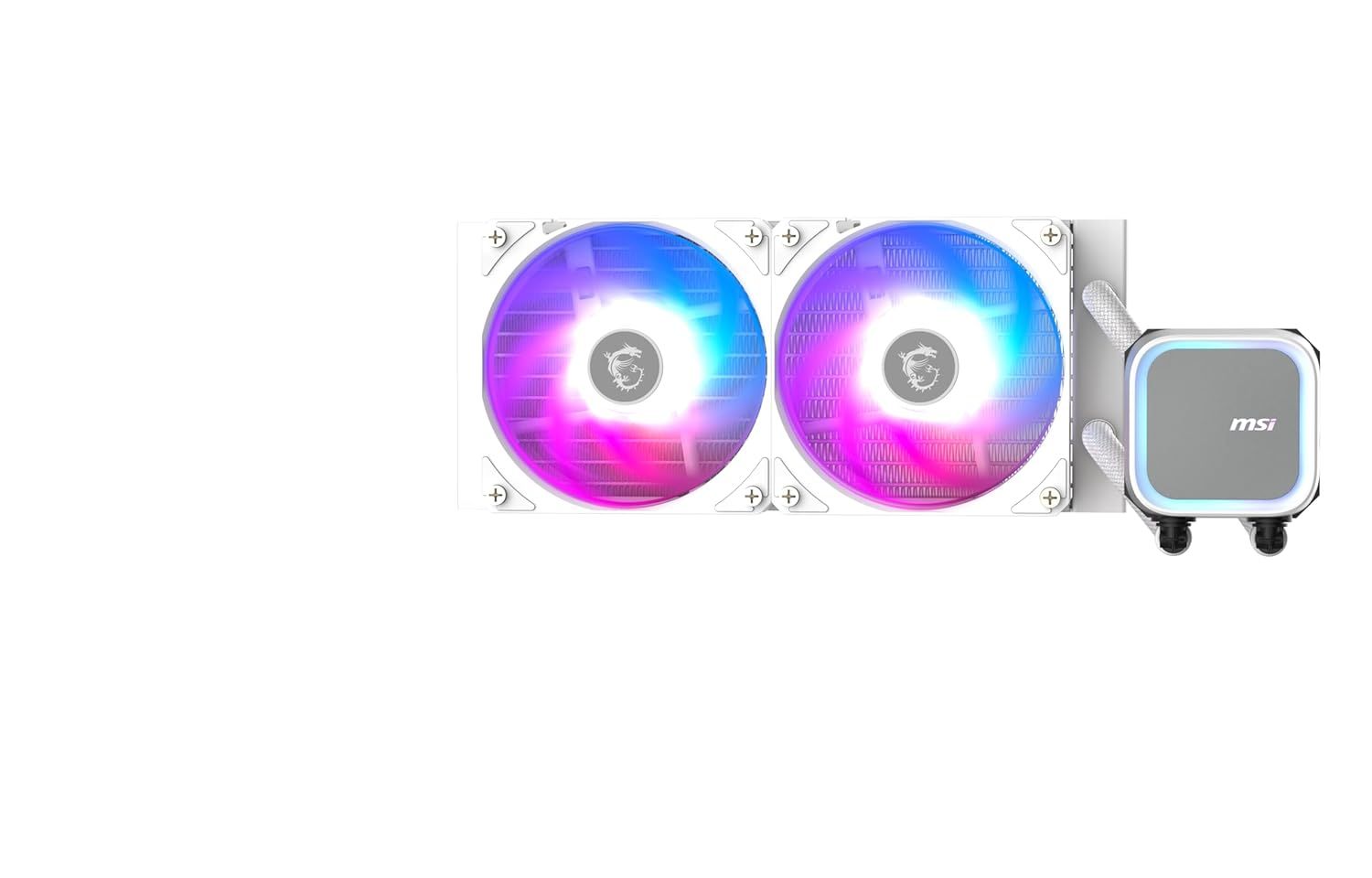 MSI MAG Coreliquid A13 240 White - AIO ARGB CPU Liquid Cooler - 240mm Radiator - LGA 1700/1851 / AM5/AM4 Compatible - Dual 120mm ARGB PWM Fans, White MSI MAG Coreliquid A13 240 White - AIO ARGB CPU Liquid Cooler - 240mm Radiator - LGA 1700/1851 / AM5/AM4 Compatible - Dual 120mm ARGB PWM Fans, White