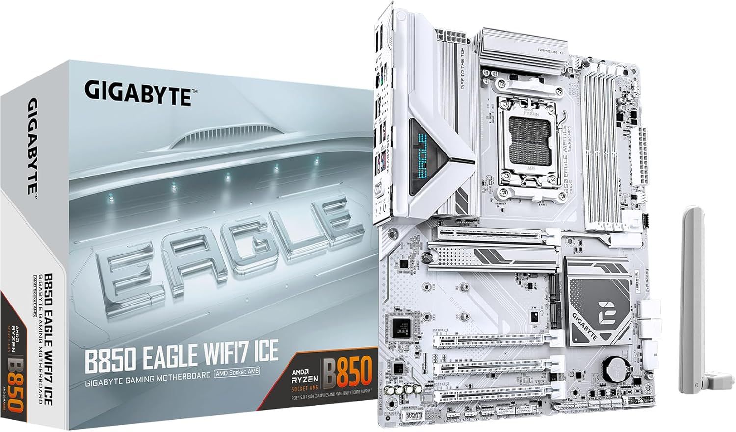 GIGABYTE B850 Eagle WIFI7 ICE AMD AM5 LGA 1718 Motherboard, ATX, DDR5, 3X M.2, PCIe 5.0, USB-C, WIFI7, 2.5GbE LAN, EZ-Latch