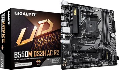 GIGABYTE B550M DS3H AC R2 AMD AM4 Motherboard, Micro-ATX, DDR4, Dual M.2, SATA 6Gb/s, WIFI5, Realtek GbE LAN, PCIe 4.0