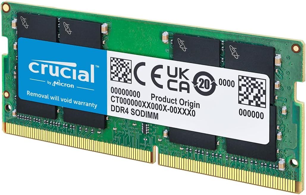 Crucial 8GB DDR4 RAM 3200MHz (PC4-25600), Downclockable to 2933/2666MHz Laptop Memory,