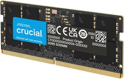 Crucial 32GB DDR5 RAM, 5600MHz (or 5200MHz or 4800MHz) Laptop Memory, SODIMM 262-Pin, Compatible with 13th Gen Intel Core and AMD Ryzen 6000 Crucial 32GB DDR5 RAM, 5600MHz (or 5200MHz or 4800MHz) Laptop Memory, SODIMM 262-Pin, Compatible with 13th Gen Intel Core and AMD Ryzen 6000