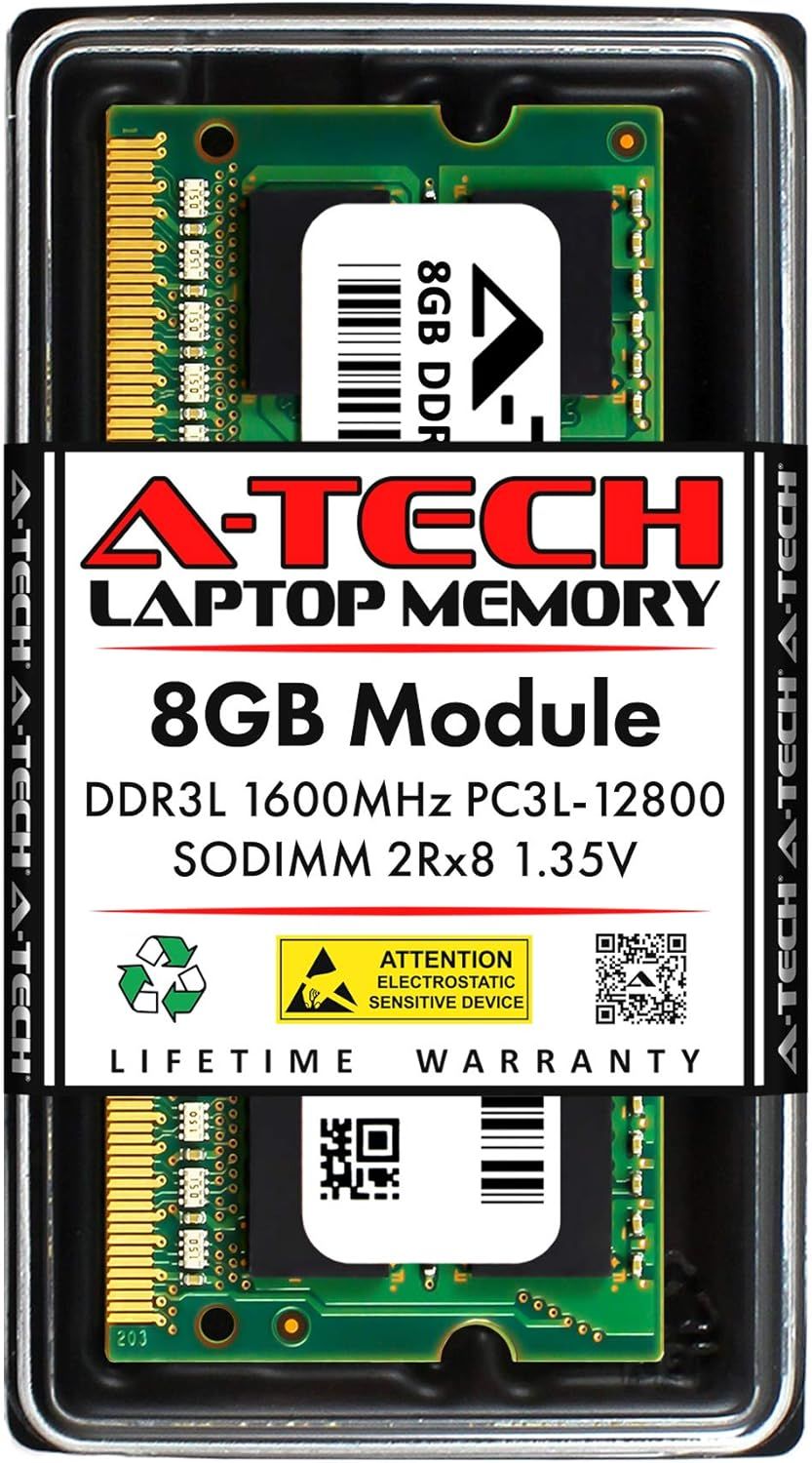 A-Tech 8GB DDR3/DDR3L 1600MHz PC3L-12800 (PC3-12800) CL11 SODIMM 2Rx8 1.35V 204-Pin Non-ECC SO-DIMM Laptop, Notebook RAM Memory Module A-Tech 8GB DDR3/DDR3L 1600MHz PC3L-12800 (PC3-12800) CL11 SODIMM 2Rx8 1.35V 204-Pin Non-ECC SO-DIMM Laptop, Notebook RAM Memory Module