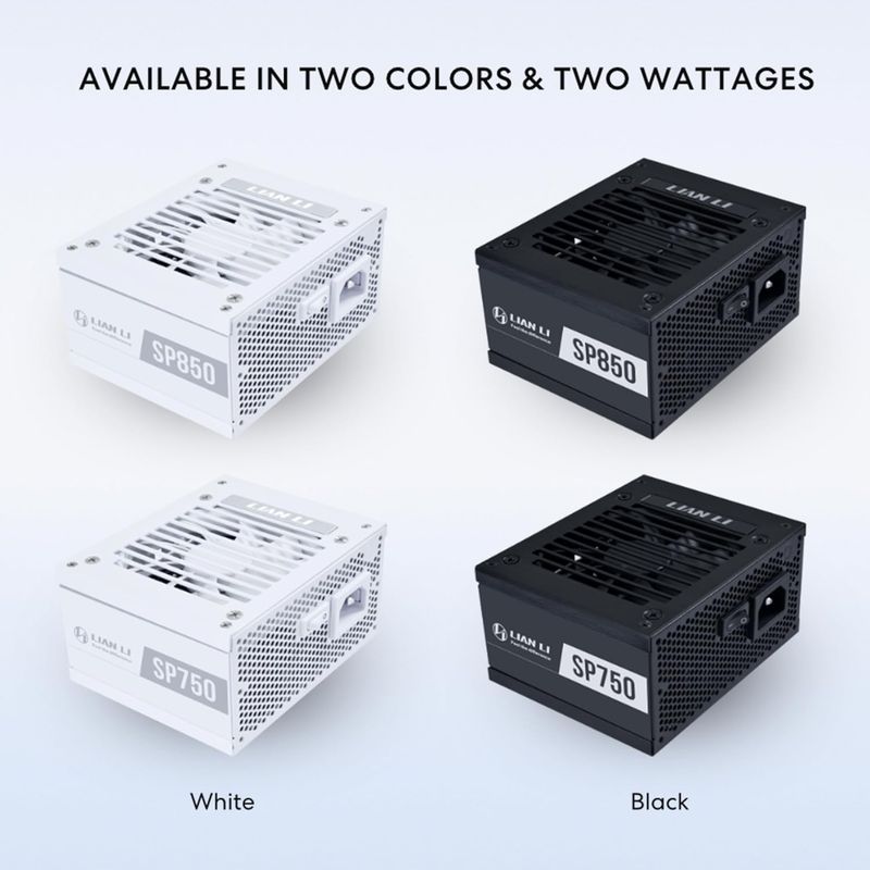 Lian Li SP V2 Gold - 850 Watt SFX Form Factor Power Supply with Native 12V-2x6 Cable - Low Noise - 80 Plus Gold Efficiency - ATX 3.1 & PCIe 5.0 Compliant - 92mm FDB Fan