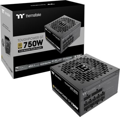 Thermaltake Toughpower GT 750W ATX 3.1 Standard Power Supply; 80 Plus Gold Efficiency; Smart Zero Fan; Native 300W PCIe 5.1 Connector